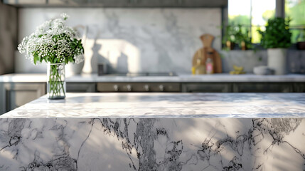 Modern Kitchen Design with Attention-Grabbing Marble Granite Counter
