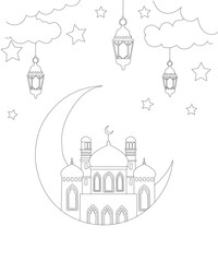 Eid Mubarak  coloring page for kids adults  and everyone, Art & Illustration