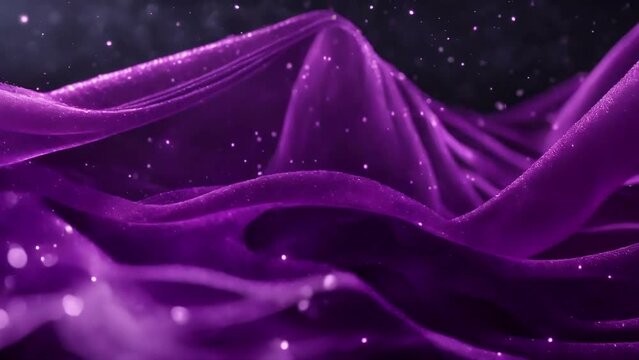 purple chiffon fabric swirl, cosmic fabrics swirling, fashion, 4k video, cosmic clothes videos, fabrics video, seamless looping, floral fabric design, chiffon sparkling fabric, stock videos, clothes