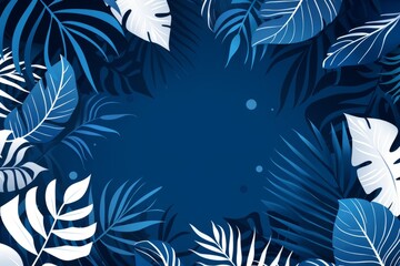 Fototapeta na wymiar Abstract background, vector illustration with plants and leaves in blue and green tones, flat design style , copy space.