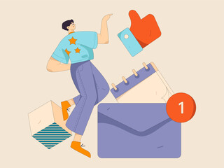 Virtual characters social communication concept business flat vector hand drawn illustration
