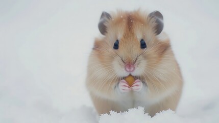 Chinese Hamster Expertly Stockpiling Food in Its Cheeks - obrazy, fototapety, plakaty