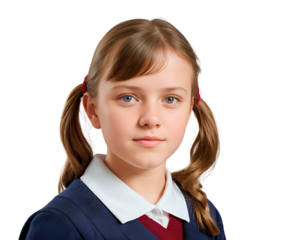 white girl student isolated on transparent/white background, cut out