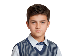 turkish boy student isolated on transparent/white background, cut out