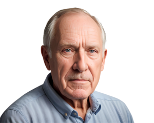angry old white man isolated on transparent/white background, cut out