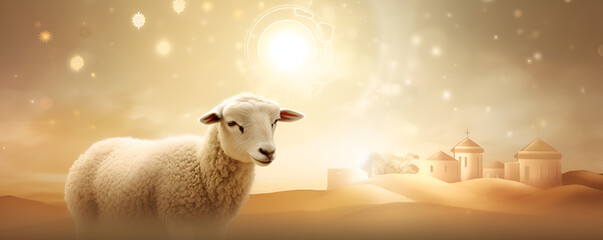 Closeup of beautiful sheep and eid ul azha celebration,sheep, lamb, animal, farm, wool - obrazy, fototapety, plakaty