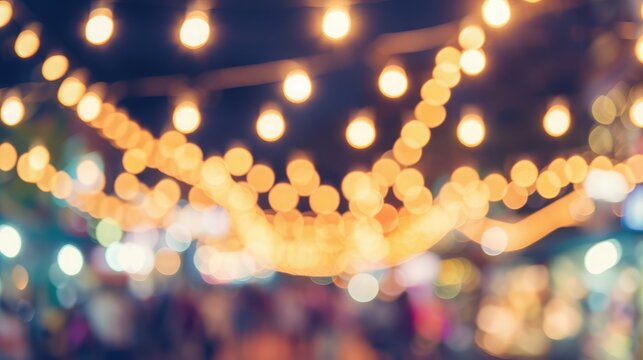 abstract blur image of night market festival for background usage .