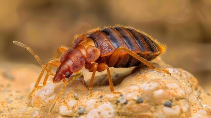 Bedbug Close up of Cimex hemipterus - bed bug on bed background , High quality photo