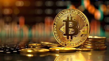 Bitcoin, digital currency with modern background