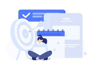 Marketing planning business characters flat vector concept operation hand drawn illustration
