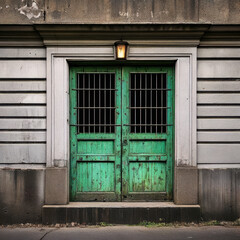 Old wooden door in an old building. Photo in old color image style.