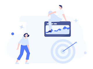 Marketing planning business characters flat vector concept operation hand drawn illustration
