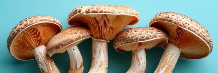 Oyster mushroom pleurotus ostreatus on soft pastel backdrop, nature inspired aesthetics