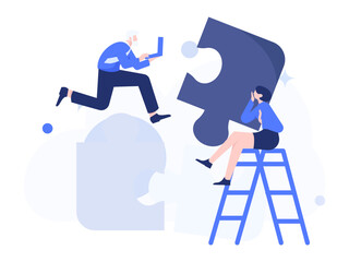 Marketing planning business characters flat vector concept operation hand drawn illustration
