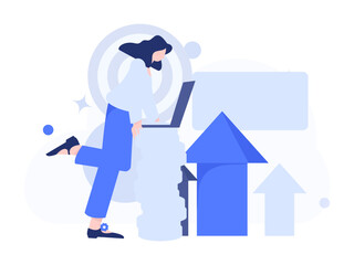 Marketing planning business characters flat vector concept operation hand drawn illustration
