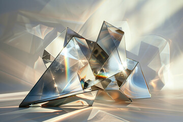 Glass Prisms with Light Shining Through  - obrazy, fototapety, plakaty