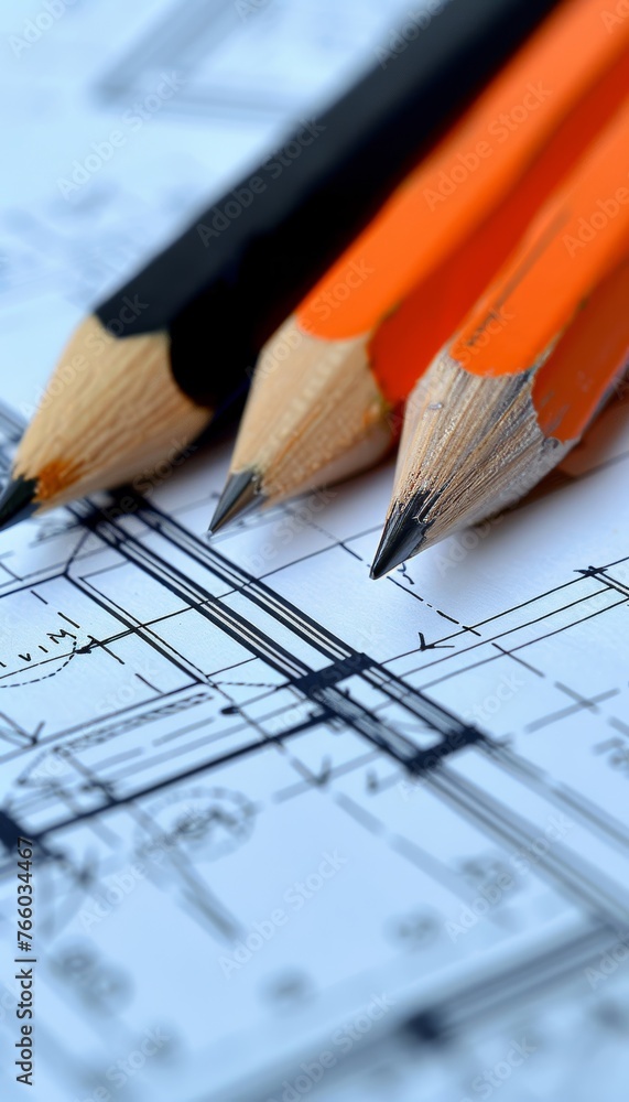 Poster detailed architectural blueprint roll displaying precise technical project drawing