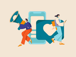 Notification announcement vector creative flat hand drawn illustration
