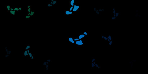 Dark blue, green vector background with random forms.