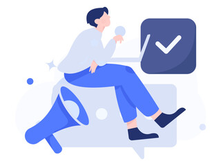 Notification announcement vector creative flat hand drawn illustration
