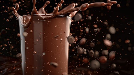 Design a 3D rendering illustrating chocolate milk
