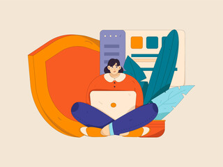 Business network security character flat vector concept operation hand drawn illustration
