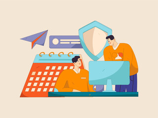 Business network security character flat vector concept operation hand drawn illustration
