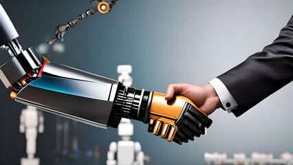 AI, technology, AI technology, AI world, robot, robotics, hand, metal, AI era, AI background, AI wallpaper, HD ,handshake