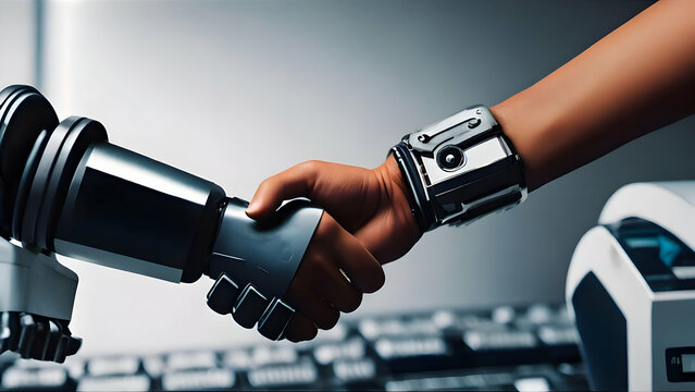 AI, technology, AI technology, AI world, robot, robotics, hand, metal, AI era, AI background, AI wallpaper, HD ,handshake