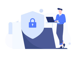 Business network security character flat vector concept operation hand drawn illustration
