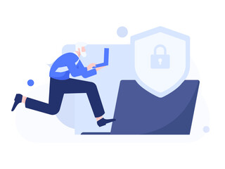 Business network security character flat vector concept operation hand drawn illustration
