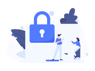Business network security character flat vector concept operation hand drawn illustration
