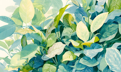 A mesmerizing close-up shot of ornamental plants with intricate and variegated leaves,  Generative AI 