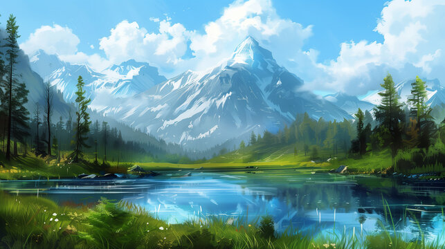 a beautiful view of the lake and mountains