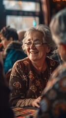 Obraz premium Older lady enjoying and playing