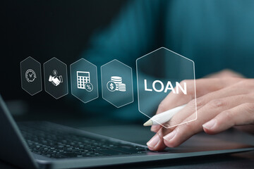 Online personal loan and financial concept. Financial loan agreement, Personal or business loans...