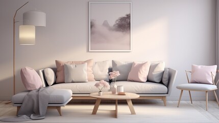 Fototapeta na wymiar Modern living room interior with elegant composition and background 