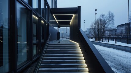 There is a contemporary building located in the heart of Helsinki, Finland that is predominantly