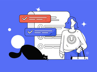 Invite friends to conduct questionnaire flat vector concept operation hand drawn illustration
