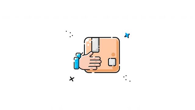 animation hand and package