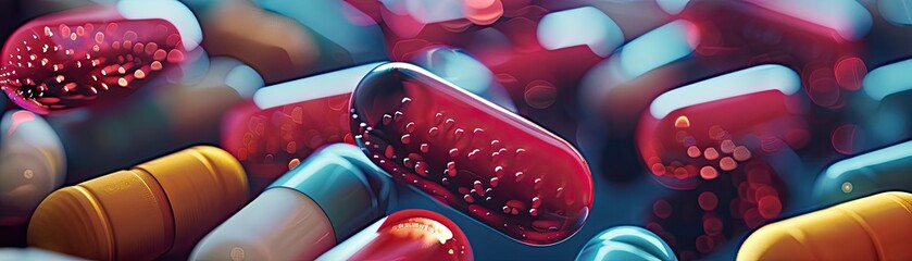 A 3D macro shot of a pills surface showing a detailed texture that suggests a hidden micro-world - obrazy, fototapety, plakaty