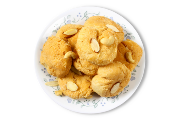traditional indian gujarati food dahitra puri fried biscuits or flaky puri,also known in india as khaja,farsi puri,sarasiya khaja,cutout transparent background,png format      