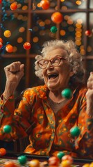 Older lady enjoying and playing
