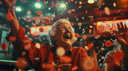 Older lady enjoying and playing