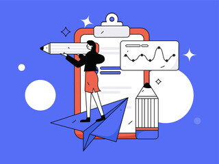 Invite friends to conduct questionnaire flat vector concept operation hand drawn illustration
