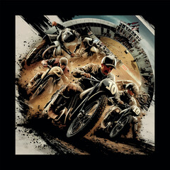 Racing motorbike illustration for T Shirt design.