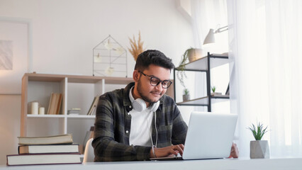 Remote education home study man laptop workplace