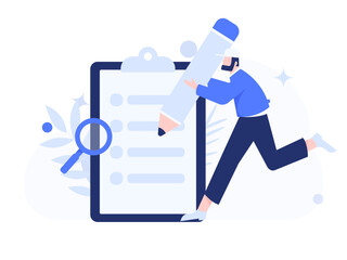 Invite friends to conduct questionnaire flat vector concept operation hand drawn illustration
