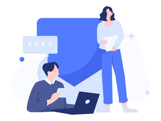 Invite friends to conduct questionnaire flat vector concept operation hand drawn illustration
