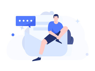 Invite friends to conduct questionnaire flat vector concept operation hand drawn illustration
